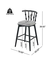 Streamdale Furniture Modern Hourglass Back Rubberwood Bar Stool - Set of 2