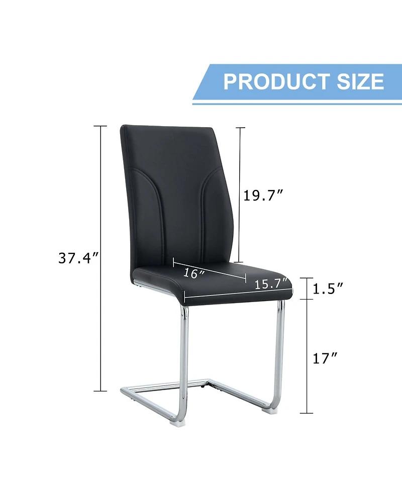 Streamdale Furniture 4-Piece Black Pu Leather Dining Chair Set