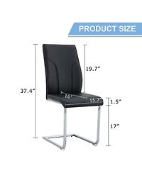 Streamdale Furniture 4-Piece Black Pu Leather Dining Chair Set