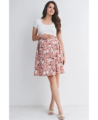 Hello Miz Maternity Floral Scoop Neck Short Sleeve Dress with Pockets