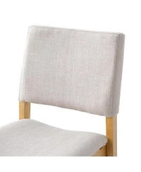 Streamdale Furniture Upholstered Stackable Dining Chairs Set of 2 - Linen Fabric, Solid Wood Frame