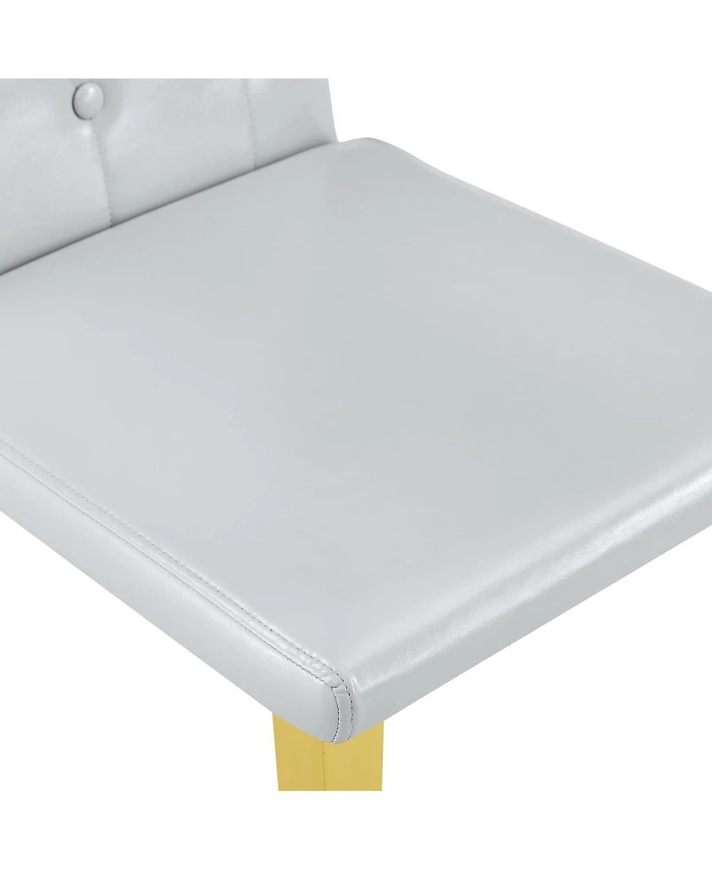 Streamdale Furniture 4-piece light Gray Pu dining chairs with gold metal legs