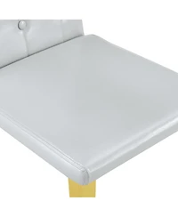 Streamdale Furniture 4-piece light Gray Pu dining chairs with gold metal legs