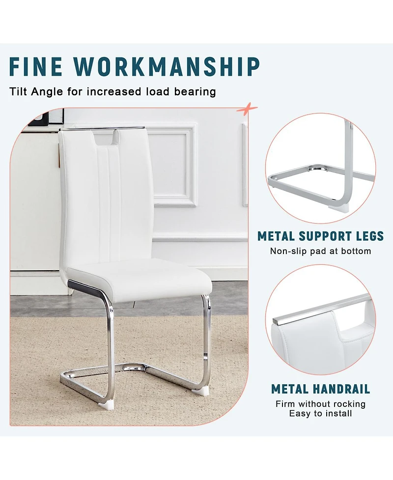 Streamdale Furniture Set of 4 Pu bow-shaped chairs for minimalist/contemporary homes.