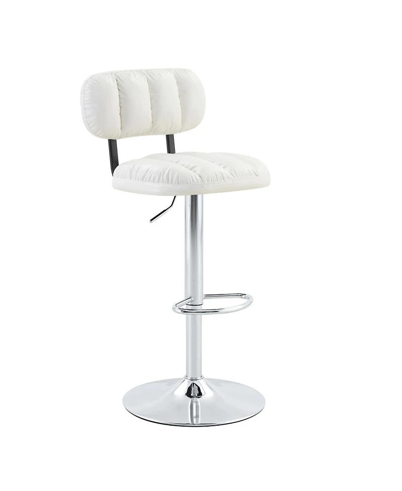 Streamdale Furniture Set of 2 Pu Leather Adjustable Bar Stools with Base & Footrest