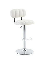 Streamdale Furniture Set of 2 Pu Leather Adjustable Bar Stools with Base & Footrest