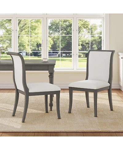 Streamdale Furniture Oak Gray Upholstered Dining Chairs (Set of 2) - Traditional Elegant Fabric Side Chairs.