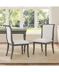 Streamdale Furniture Oak Gray Upholstered Dining Chairs (Set of 2) - Traditional Elegant Fabric Side Chairs.