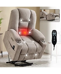Streamdale Furniture Power Lift Recliner Chair with Massage, Heat, Usb Ports, Khaki