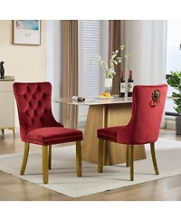 Streamdale Furniture Mid-Century Modern Lion Head Velvet Dining Chairs
