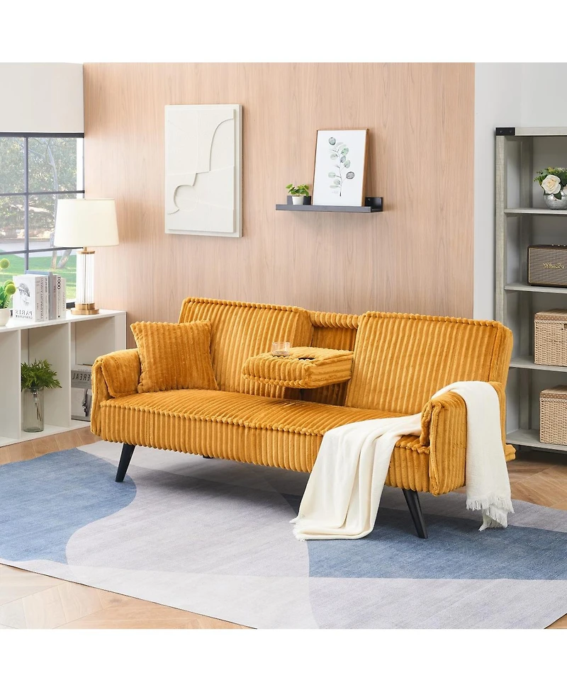 Streamdale Furniture Minimalist straight-line corduroy sofa for living room and bedroom