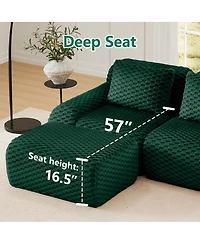 Streamdale Furniture Modern U-Shaped Flannelette Sectional Sofa with Movable Ottoman