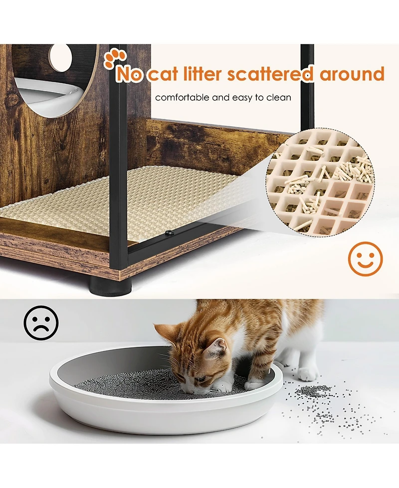 Aostirmotor Rustic Brown Cat Litter Box Enclosure for 2 Cats – Hidden Cat Furniture Cabinet