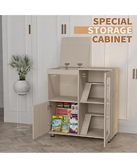 Aostirmotor 4-Tier Wooden Guinea Pig Cage – Hamster Habitat with Storage Cabinet & Acrylic Windows