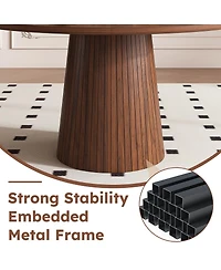 Streamdale Furniture Round Farmhouse Dining Table with Wood Base.