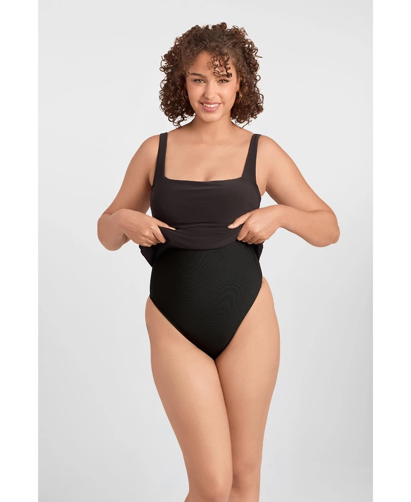 S3 Apparel Women's Shirred Mesh Sweetheart Long Sleeve Sculpting Mini Dress with Built-In Shapewear