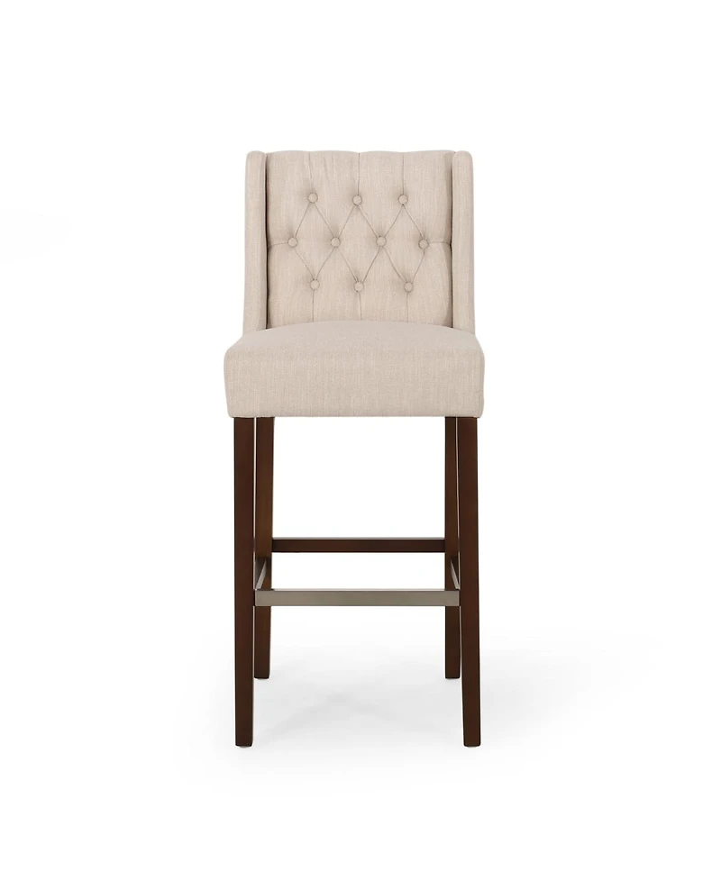 Streamdale Furniture Streamdale Modern Minimalist Metal Bar Stool, Beige, 30" Height, Fabric Seat