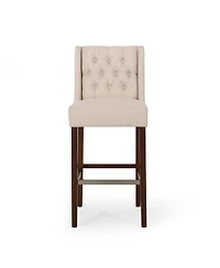 Streamdale Furniture Streamdale Modern Minimalist Metal Bar Stool, Beige, 30" Height, Fabric Seat