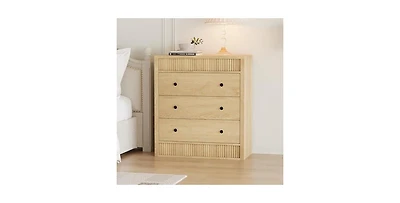 gaomon 3 Drawer Dresser for Bedroom, Wide Fluted Chest of Drawers, Modern Wooden Nightstand Storage Cabinet