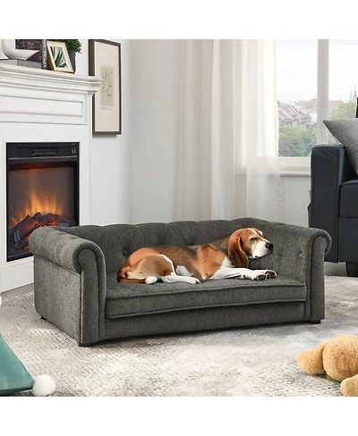 Modern Beige Raised Dog Sofa for Small and Medium Breeds
