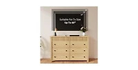 gaomon 6 Drawer Dresser for Bedroom, Wooden Chest of Drawers, Fluted Tv Stand, Storage Organizer for Living Room