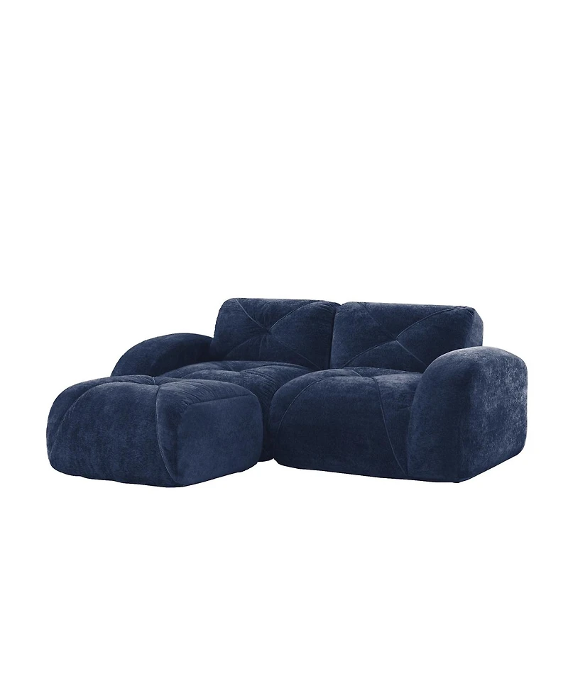 Streamdale Furniture L-shaped Boneless Sofa, Soft Velvet, Tufted, 32D Sponge