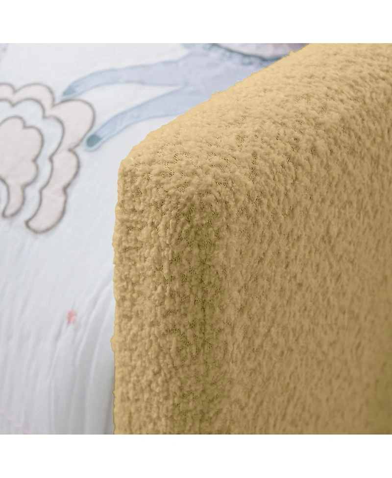 Streamdale Furniture Twin Size Upholstered Platform Bed with Rabbit Ear Headboard & Safety Rail