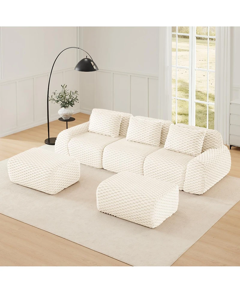 Streamdale Furniture Streamdale Modern U-Shaped Modular Sectional Sofa, Flannelette, Oversized 3-Seater