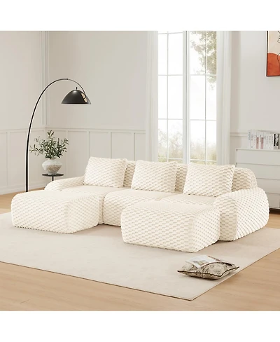 Streamdale Furniture Streamdale Modern U-Shaped Modular Sectional Sofa, Flannelette, Oversized 3-Seater