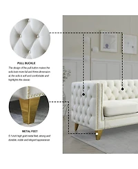Streamdale Furniture Streamdale Velvet Sofa for Living Room, Tufted Square Arm Couch, Modern Upholstered Button Couch