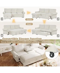 Streamdale Furniture 95" Convertible Sectional Sleeper Sofa w/ Storage Chaise & Cup Holders