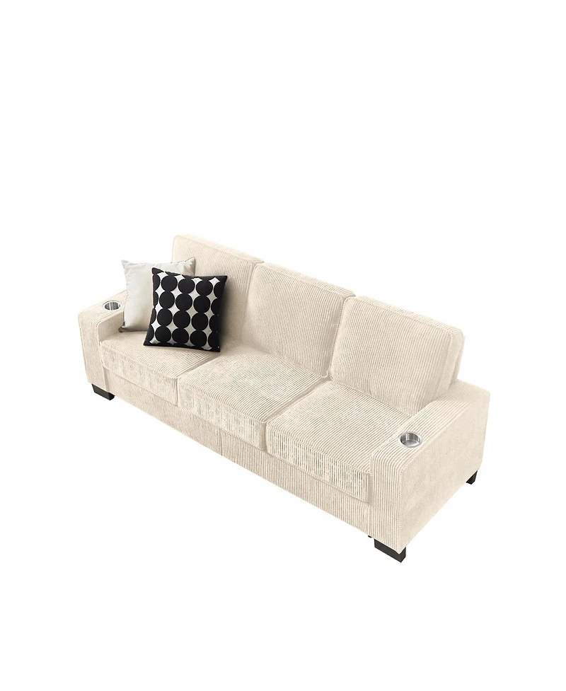 Streamdale Furniture 83.86" Corduroy Modern Compressed 3-Seater Sofa