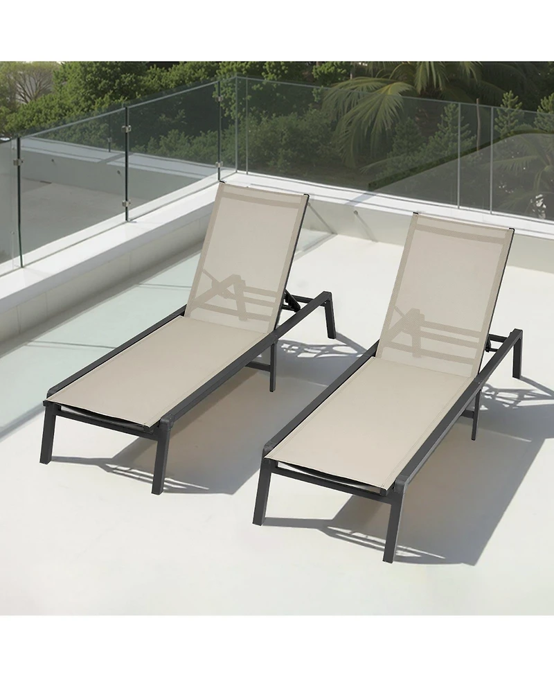 Mecale Foldable Outdoor Chaise Lounge Chair with 5 Positions, 400 lb Capacity