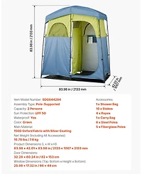 Mecale 2-Room Camping Shower Tent with Shower Bag and Carry Bag