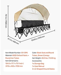 Mecale 6-Seat Portable Folding Sports Bench with Sunshade and Cup Holders