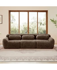 Streamdale Furniture 114" Soft Fluffy Plush Modular Sectional Sofa with Ottoman
