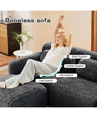 Streamdale Furniture Streamdale 114" Soft Fluffy Plush Modular Sectional Sofa w/ Ottoman & Pillows