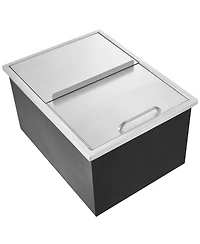 Mecale 24 x 18 x 13 Inch Drop-In Stainless Steel Ice Chest, 40.9 Qt with Sliding Lid
