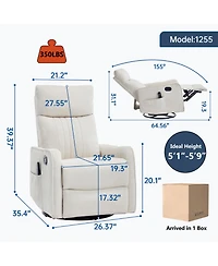 Streamdale Furniture Beige Fabric Heat Massage Rocker Swivel Recliner