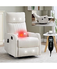 Streamdale Furniture Beige Fabric Heat Massage Rocker Swivel Recliner