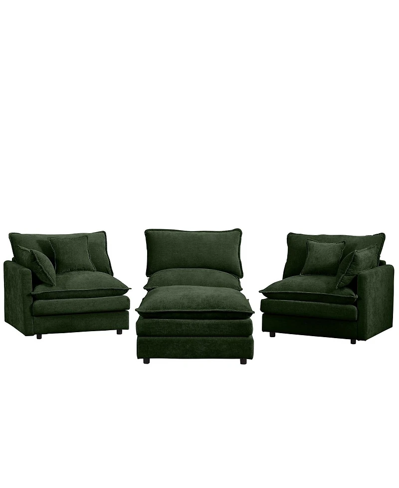 Streamdale Furniture Modular Sectional Sofa, 102" L-Shaped Couch Set, 3-Seater Cloud Couch w/ Ottoman