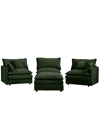 Streamdale Furniture Modular Sectional Sofa, 102" L-Shaped Couch Set, 3-Seater Cloud Couch w/ Ottoman