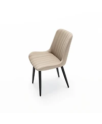 Streamdale Furniture Set of 4 Modern Pu Leather Dining Chairs with Thick Cushions & Metal Legs