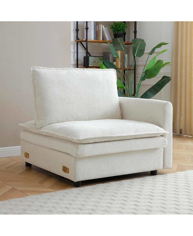 Streamdale Furniture 140" U-Shaped Modular Chenille Cloud Couch, 6-Seater Sofa w/ Ottoman