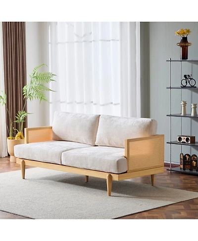 Streamdale Furniture Rattan Weave Sofa: Vintage Charm, Modern Comfort, Durable Design