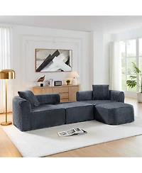 Streamdale Furniture Streamdale 114" Gray Cloud Sectional Couch with L-Shape Chaise & Movable Ottoman