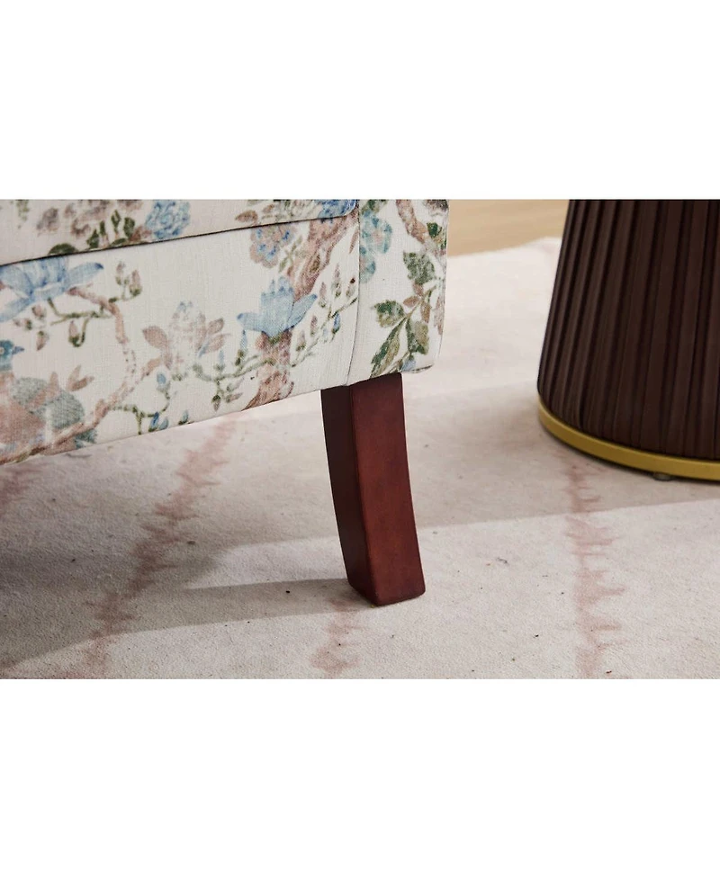 Streamdale Furniture Modern Floral Accent Chair with Retro Wood Legs
