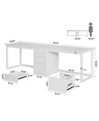 Tribesigns 78.7'' 2 Person Computer Desk with 3 Drawers, Extra Long Double Office Desk with Storage, Modern Dual Study Writing Table