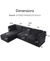 Streamdale Furniture Fashionable modular chenille sofa with iron and wood frame