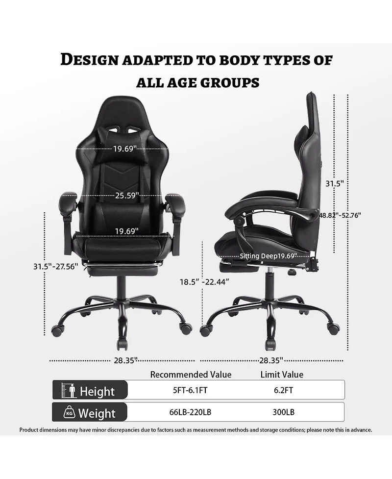 Streamdale Furniture Human-Computer Interaction Gaming Chair with Footrest